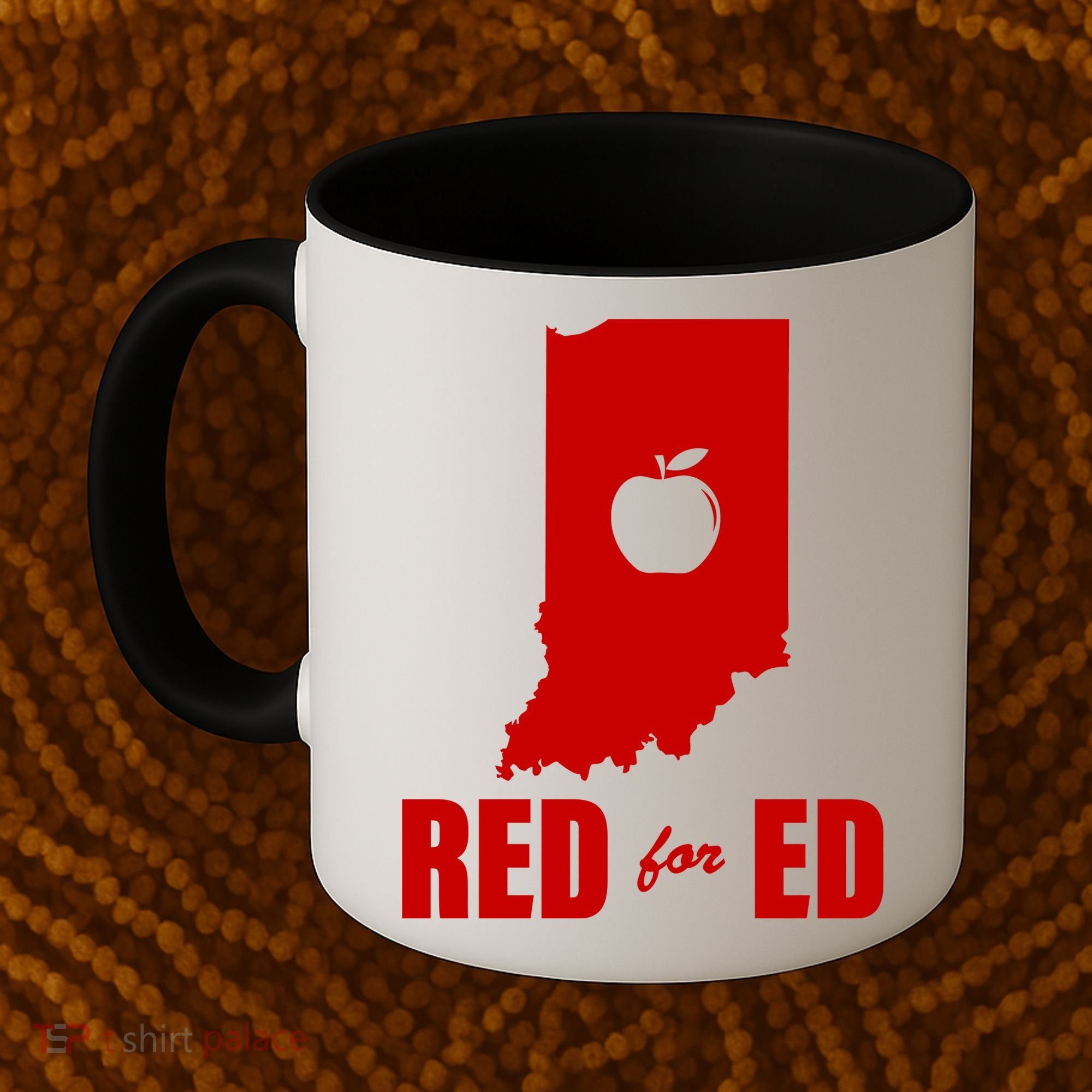 Red For Ed Indiana Teachers Apple Coffee Mug