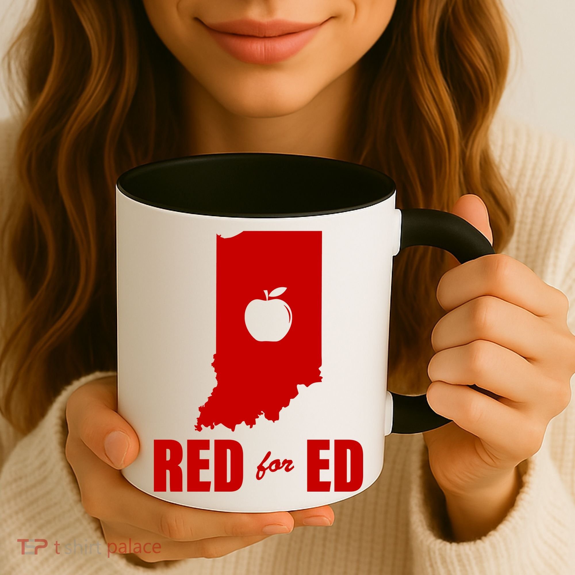 Red For Ed Indiana Teachers Apple Coffee Mug