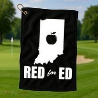 Red For Ed Indiana Teachers Apple Golf Towel thumb 1