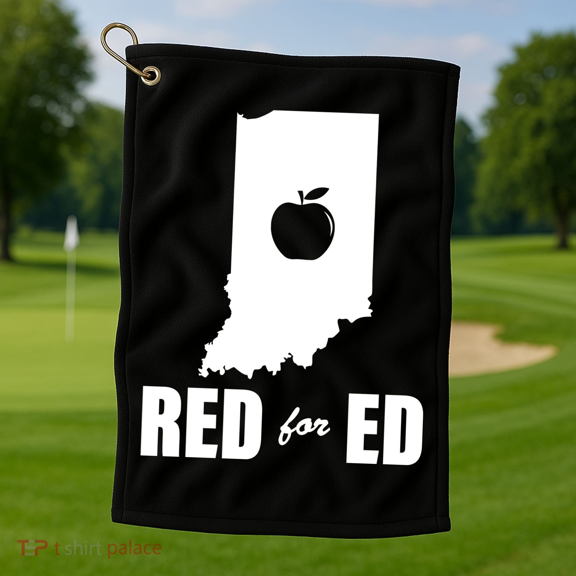 Red For Ed Indiana Teachers Apple Golf Towel