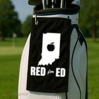 Red For Ed Indiana Teachers Apple Golf Towel thumb 2