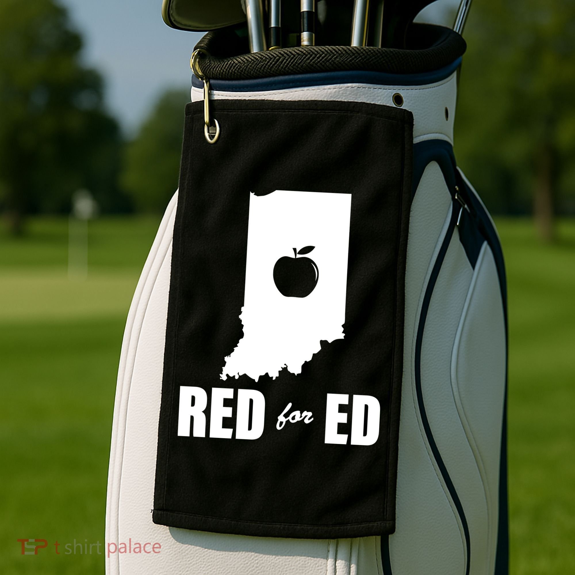 Red For Ed Indiana Teachers Apple Golf Towel