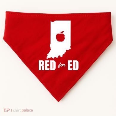 Red For Ed Indiana Teachers Apple USA-Made Doggie Bandana