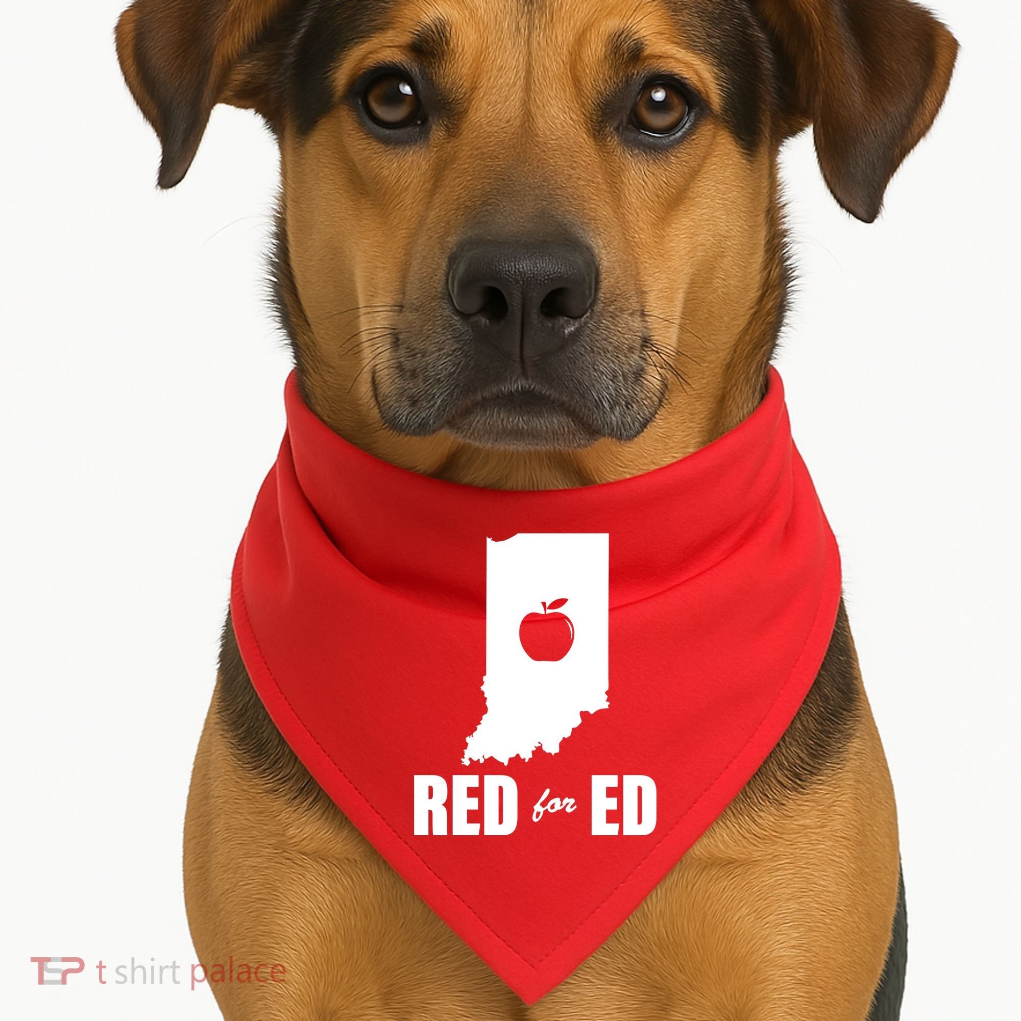 Red For Ed Indiana Teachers Apple USA-Made Doggie Bandana