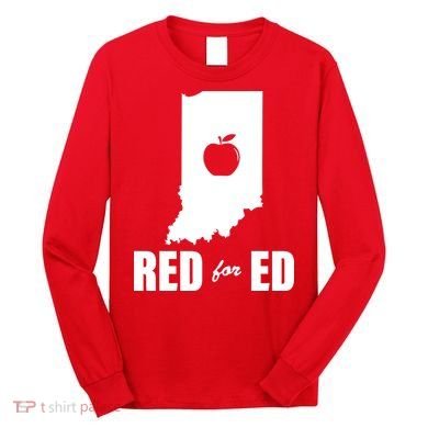 Red For Ed Indiana Teachers Apple Long Sleeve Shirt