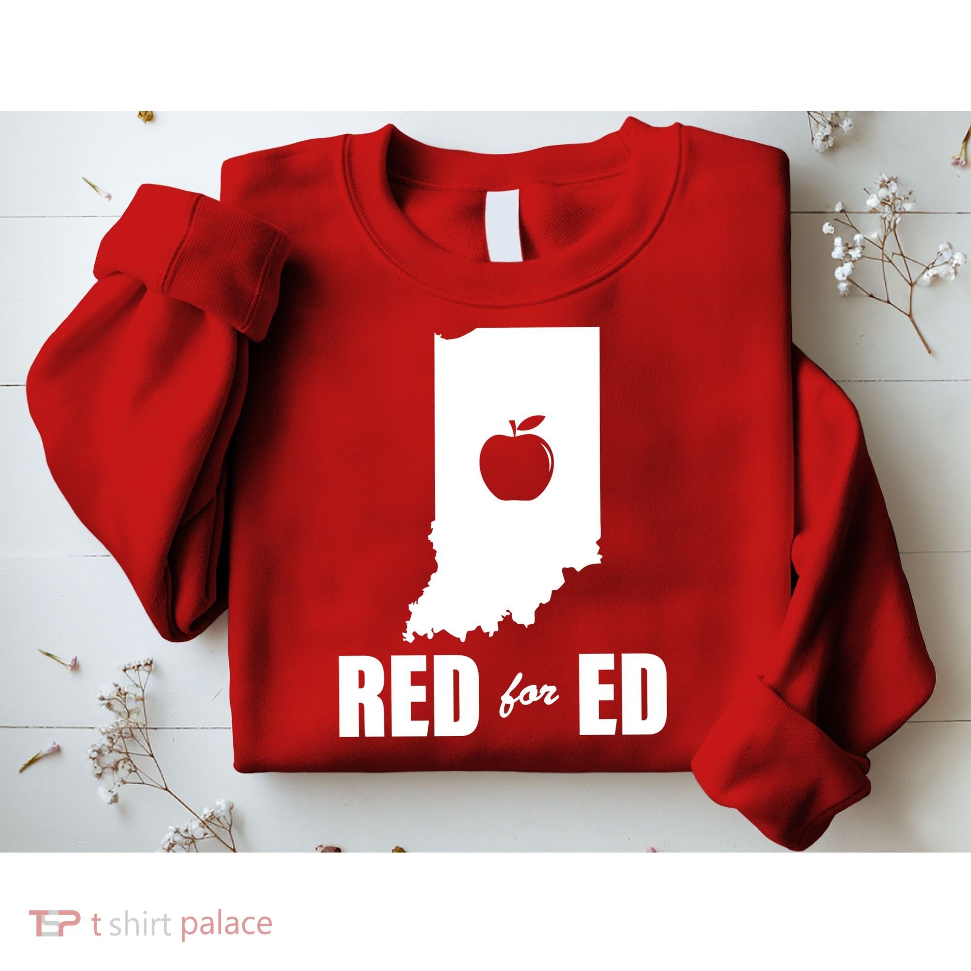 Red For Ed Indiana Teachers Apple Sweatshirt