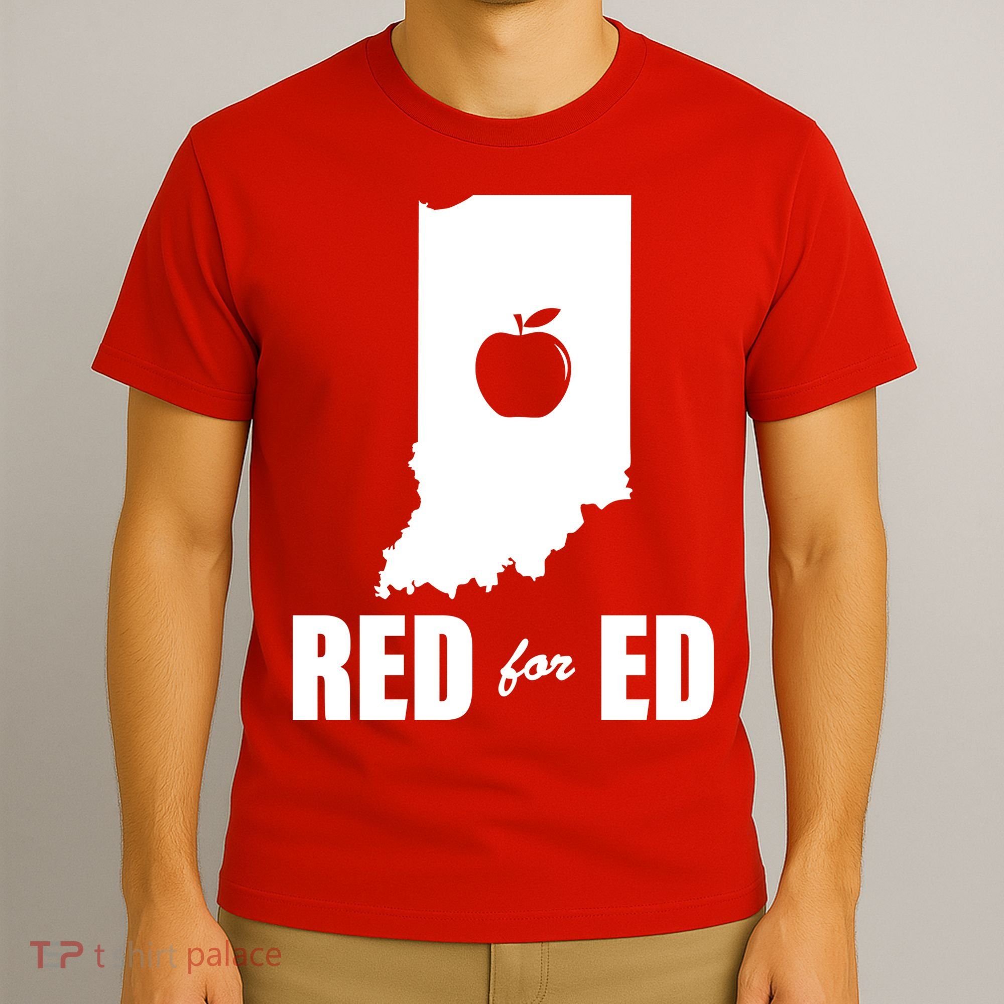 Red For Ed Indiana Teachers Apple T-Shirt