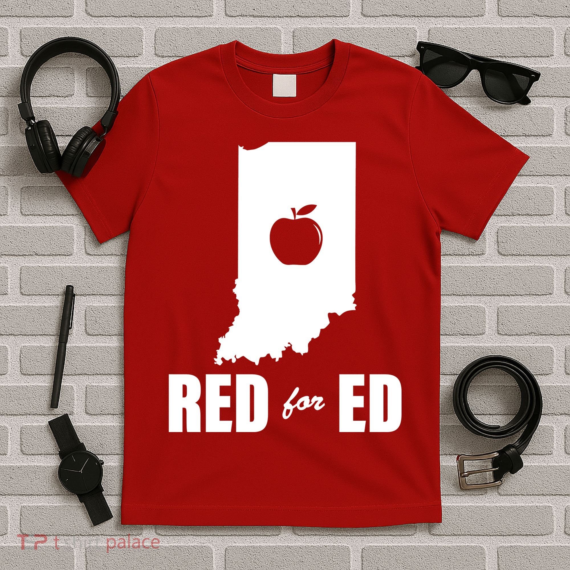 Red For Ed Indiana Teachers Apple T-Shirt