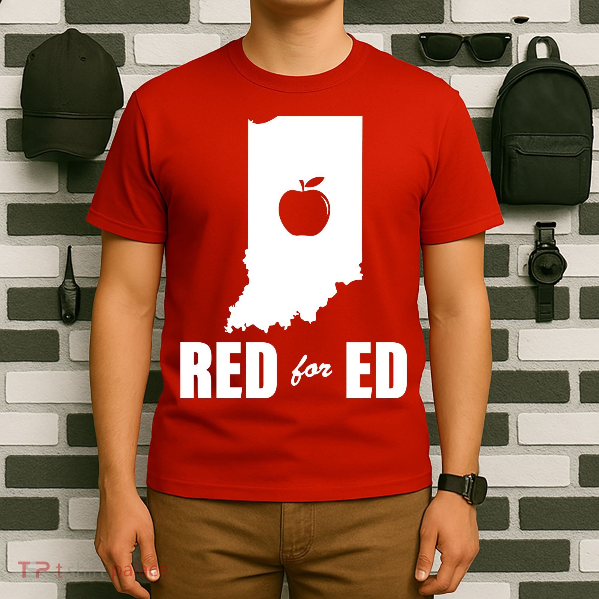 Red For Ed Indiana Teachers Apple T-Shirt
