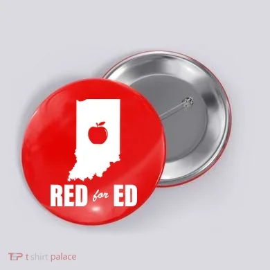 Red For Ed Indiana Teachers Apple Button