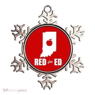 Red For Ed Indiana Teachers Apple Ornament