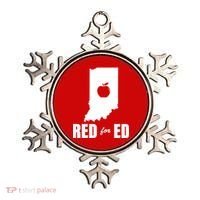 Red For Ed Indiana Teachers Apple Ornament thumb 0