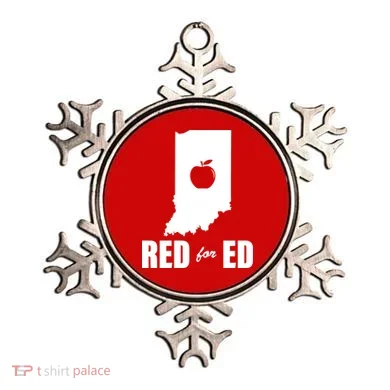 Red For Ed Indiana Teachers Apple Ornament