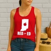 Red For Ed Indiana Teachers Apple Women's Tank Top thumb 2