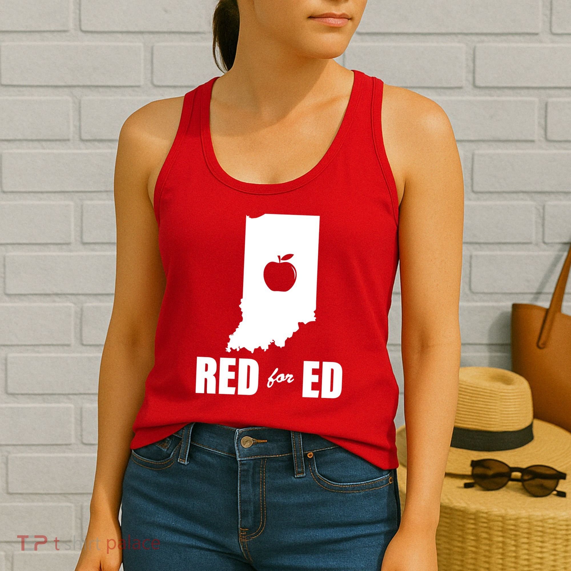 Red For Ed Indiana Teachers Apple Women's Tank Top