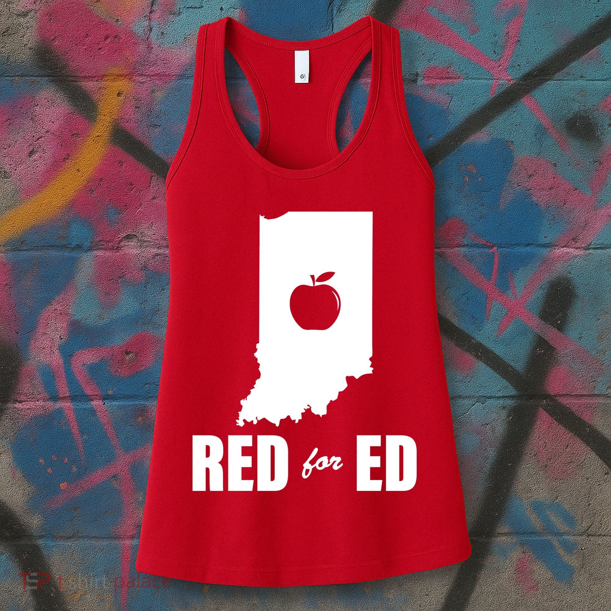 Red For Ed Indiana Teachers Apple Women's Tank Top