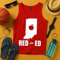Red For Ed Indiana Teachers Apple Tank Top thumb 4