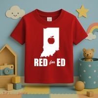 Red For Ed Indiana Teachers Apple Toddler T-Shirt thumb 3