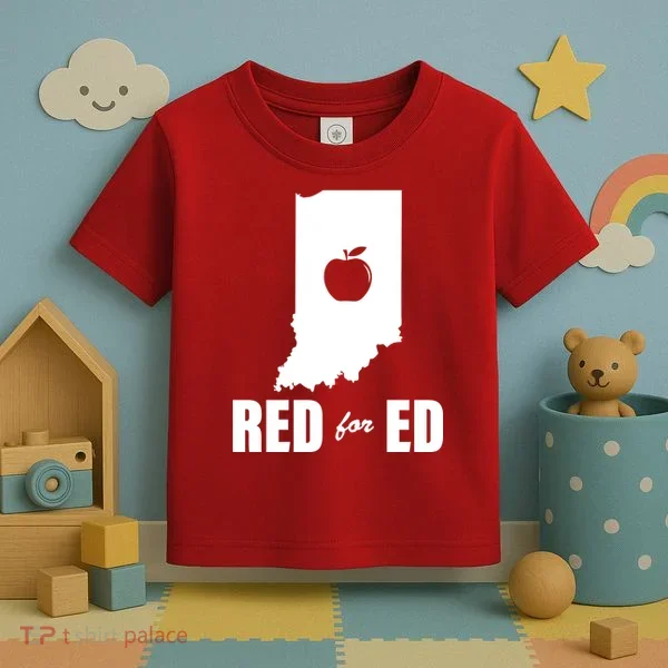 Red For Ed Indiana Teachers Apple Toddler T-Shirt