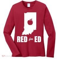Red For Ed Indiana Teachers Apple Women's Long Sleeve Shirt thumb 0