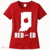 Red For Ed Indiana Teachers Apple Women's T-Shirt thumb 0