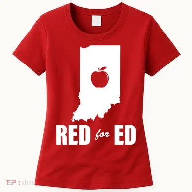 Red For Ed Indiana Teachers Apple Women's T-Shirt