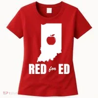 Red For Ed Indiana Teachers Apple Women's T-Shirt thumb 0