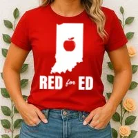 Red For Ed Indiana Teachers Apple Women's T-Shirt thumb 2