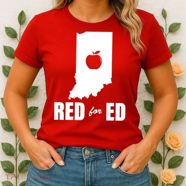 Red For Ed Indiana Teachers Apple Women's T-Shirt