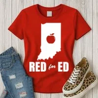 Red For Ed Indiana Teachers Apple Women's T-Shirt thumb 3