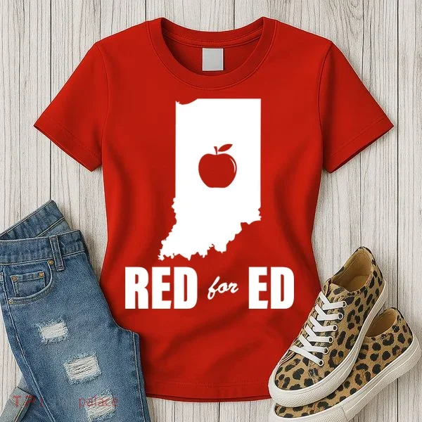 Red For Ed Indiana Teachers Apple Women's T-Shirt
