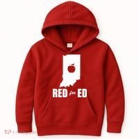Red For Ed Indiana Teachers Apple Kids Hoodie thumb 0
