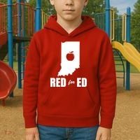 Red For Ed Indiana Teachers Apple Kids Hoodie thumb 2