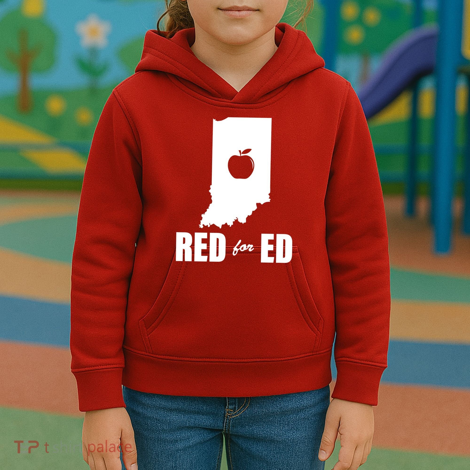 Red For Ed Indiana Teachers Apple Kids Hoodie