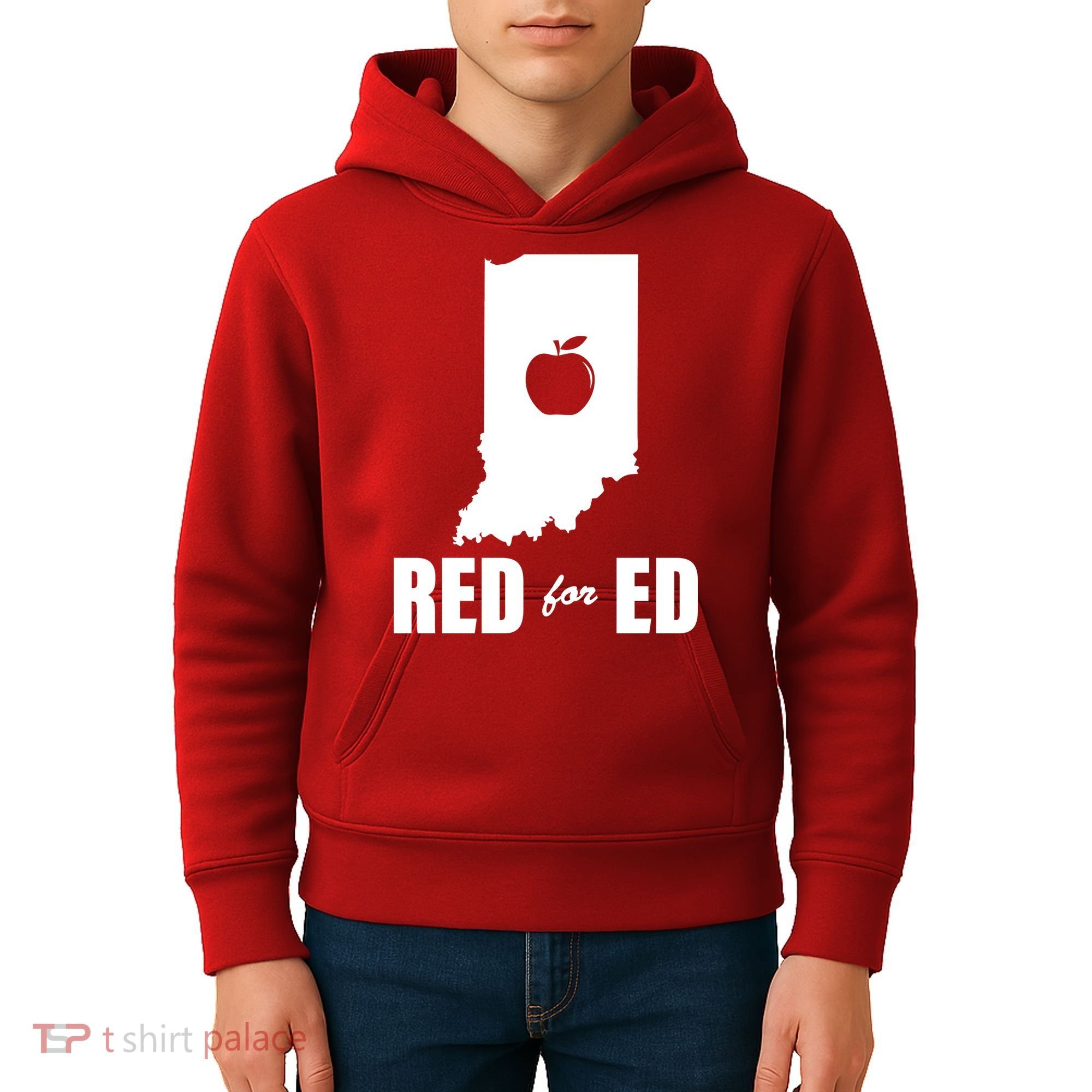 Red For Ed Indiana Teachers Apple Kids Hoodie