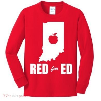 Red For Ed Indiana Teachers Apple Kids Long Sleeve Shirt