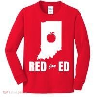 Red For Ed Indiana Teachers Apple Kids Long Sleeve Shirt thumb 0