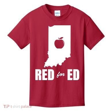 Red For Ed Indiana Teachers Apple Kids T-Shirt