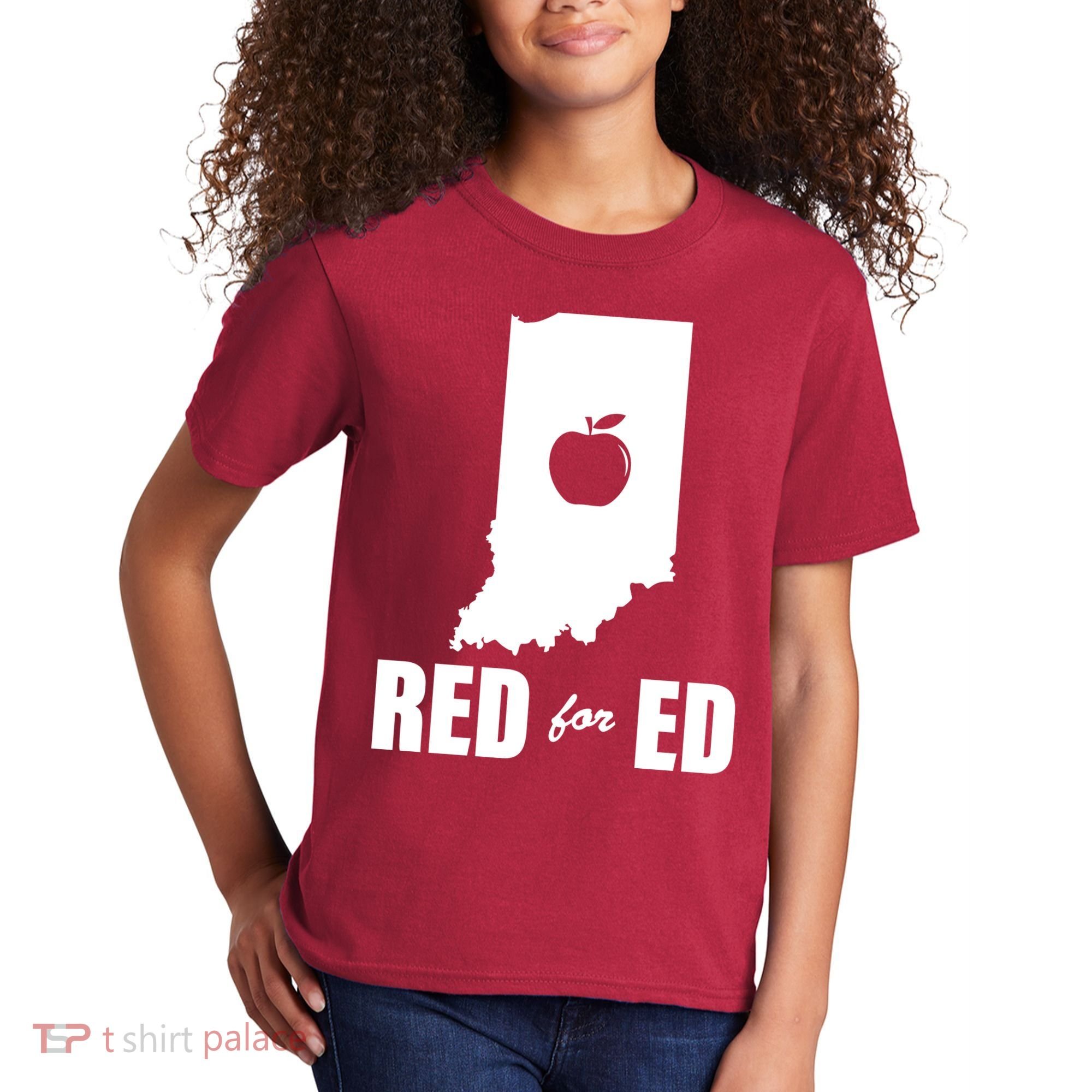 Red For Ed Indiana Teachers Apple Kids T-Shirt