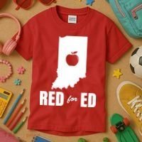 Red For Ed Indiana Teachers Apple Kids T-Shirt thumb 3