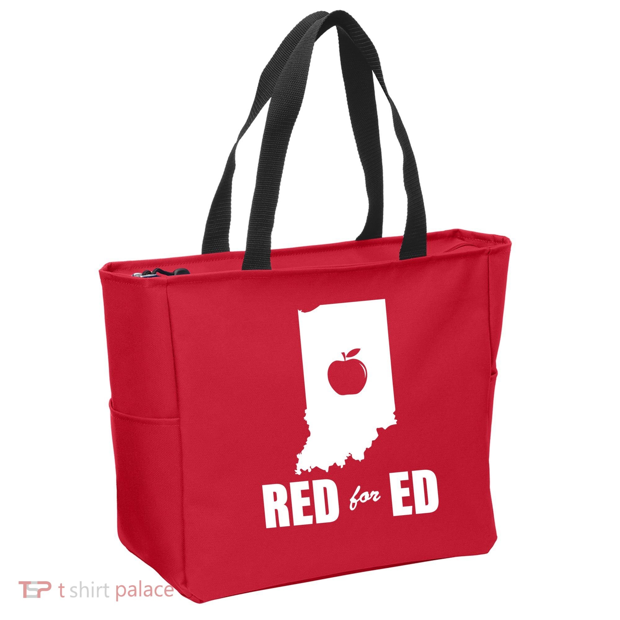 Red For Ed Indiana Teachers Apple Tote Bag