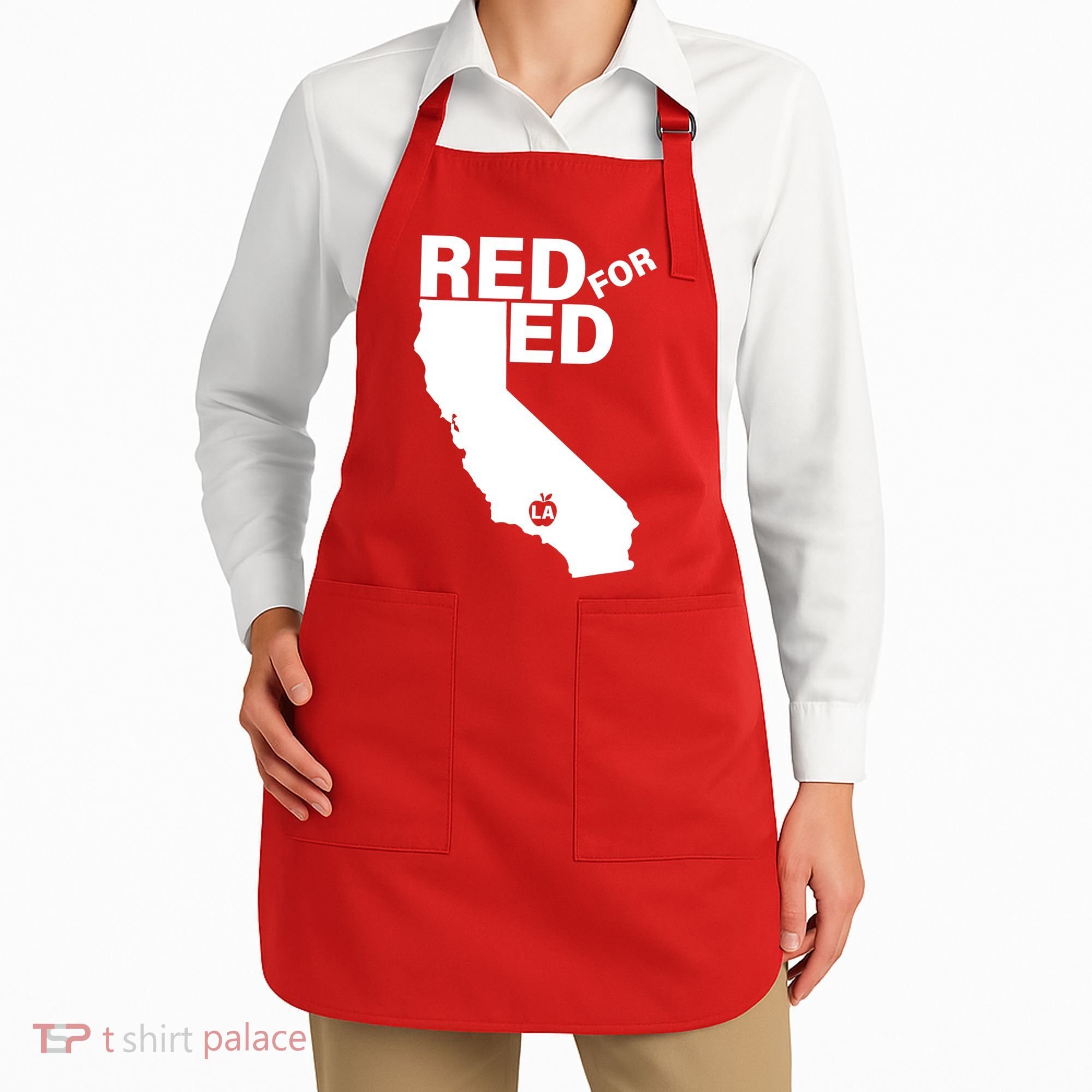 Red For Ed LA California  Apron