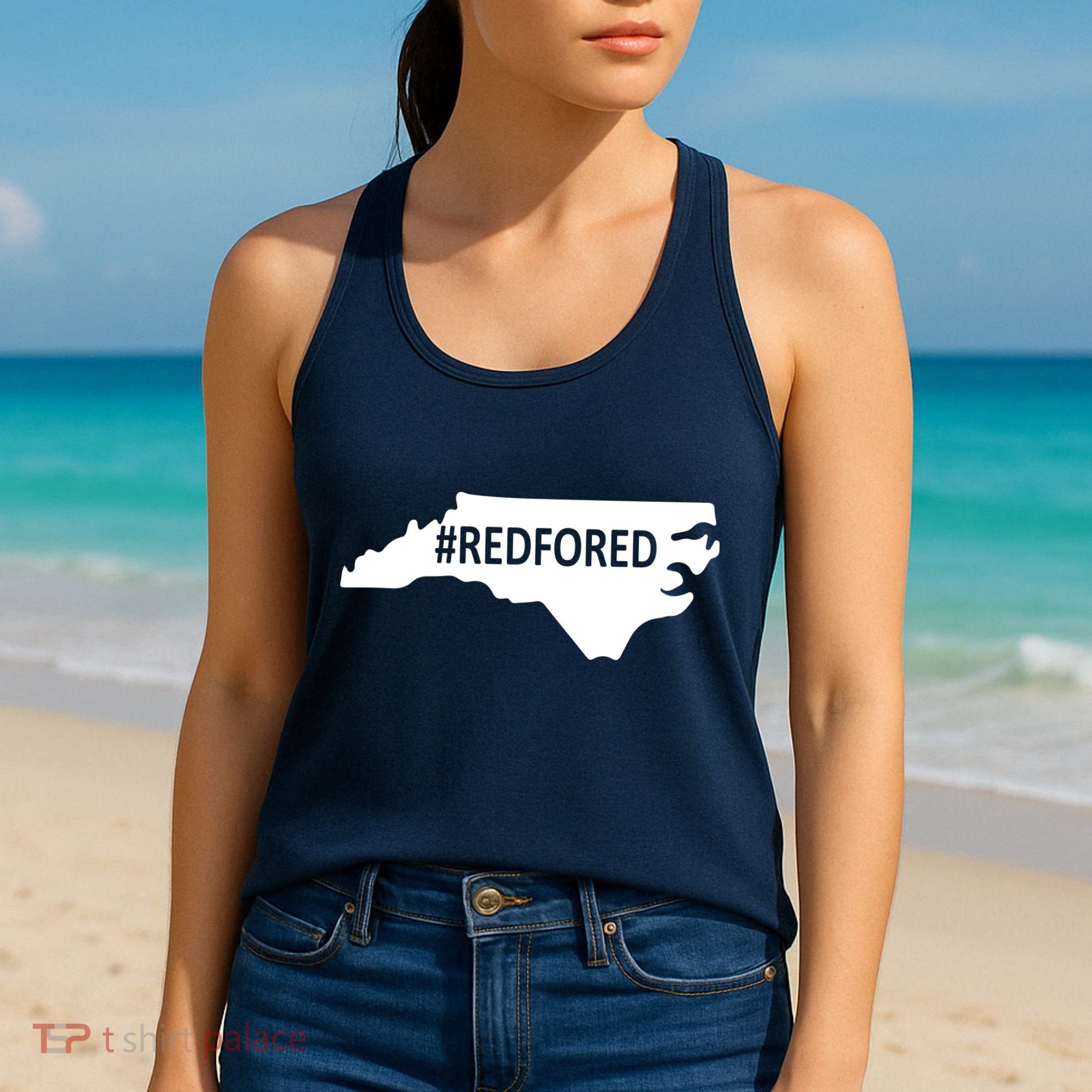  Red For Ed North Carolina State Map Women's Tank Top