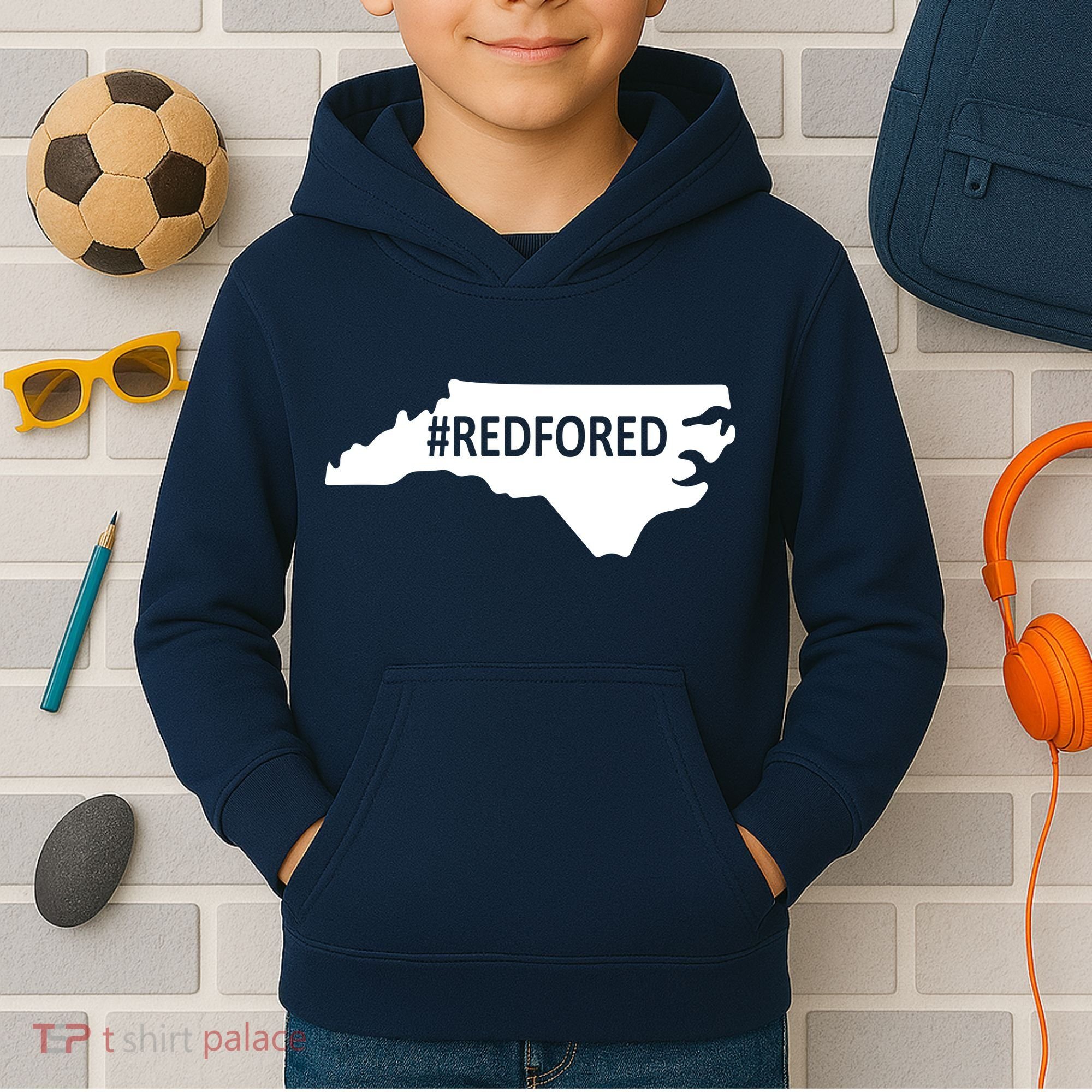  Red For Ed North Carolina State Map Kids Hoodie