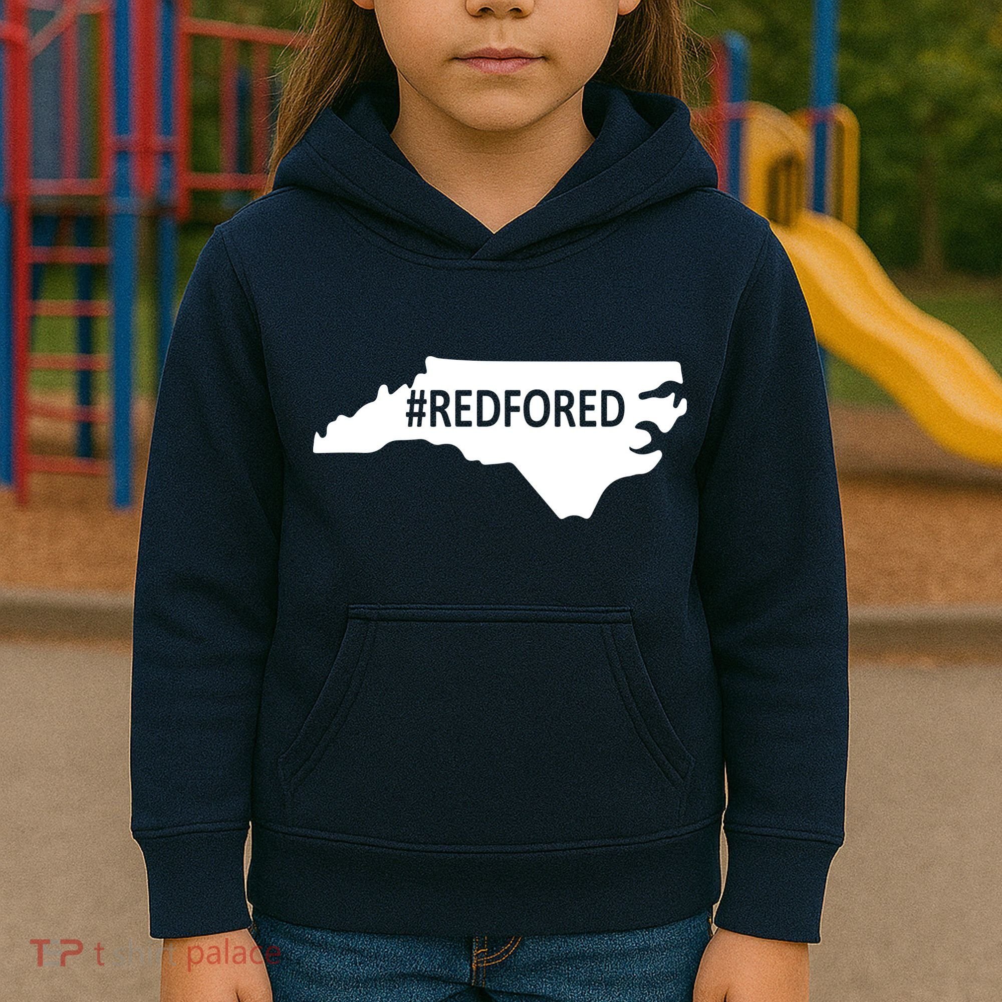  Red For Ed North Carolina State Map Kids Hoodie