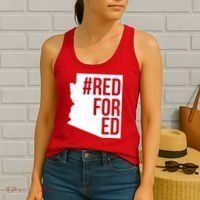 Red For Ed #RedForEd Arizona Teacher Protest Women's Tank Top thumb 2
