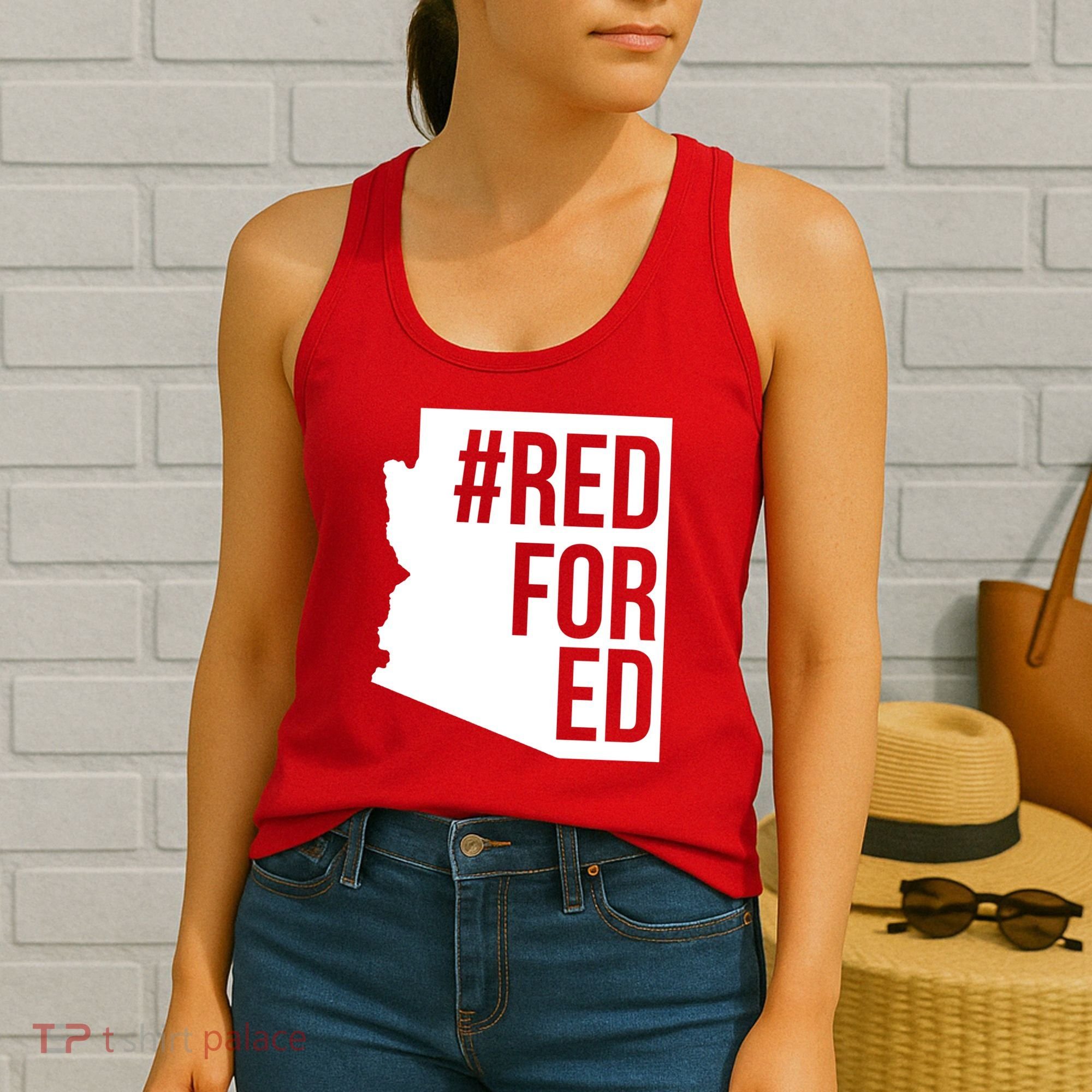 Red For Ed #RedForEd Arizona Teacher Protest Women's Tank Top
