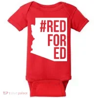 Red For Ed #RedForEd Arizona Teacher Protest Baby Bodysuit thumb 0