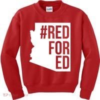Red For Ed #RedForEd Arizona Teacher Protest Kids Sweatshirt thumb 0