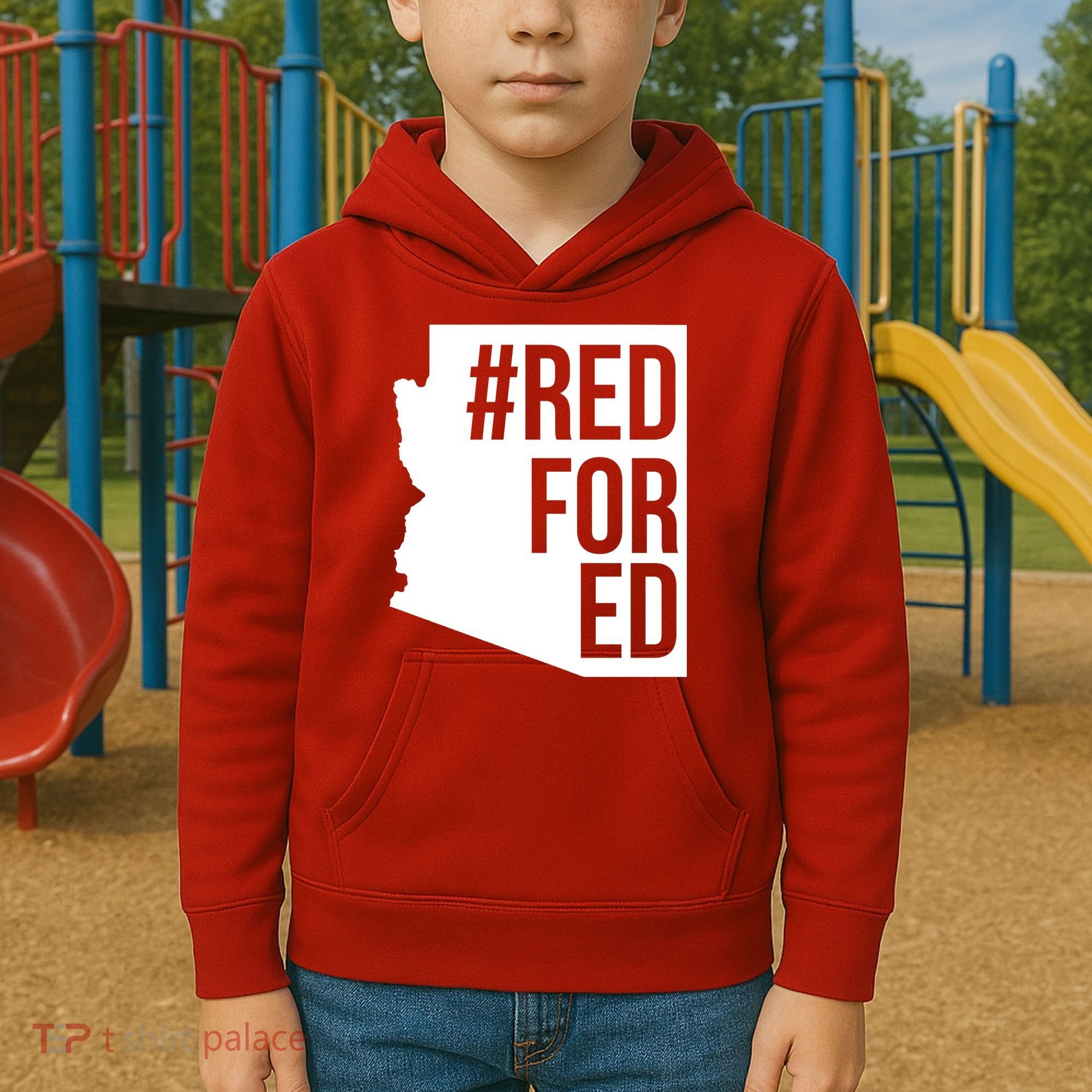 Red For Ed #RedForEd Arizona Teacher Protest Kids Hoodie